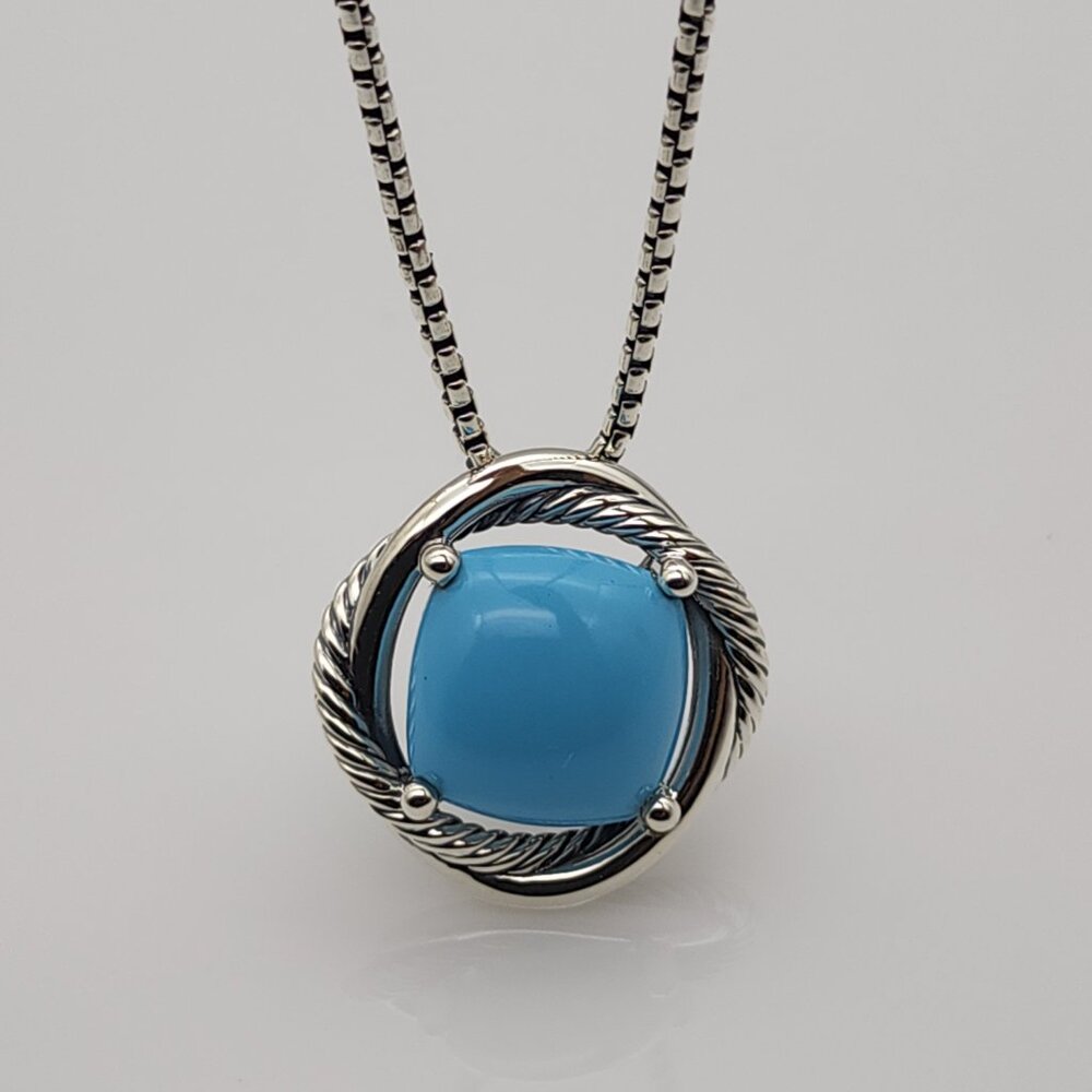 David Yurman Infinity 14mm Turquoise Pendant Necklace
